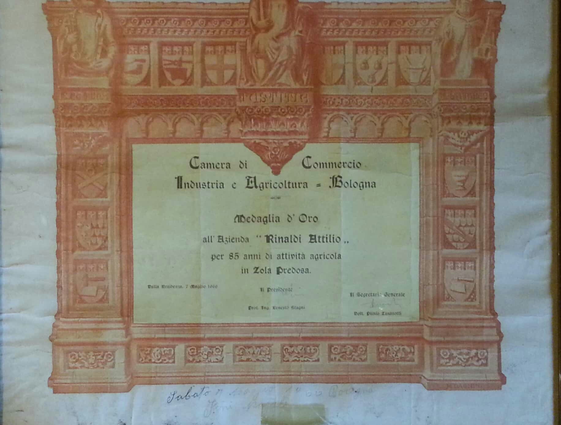 Camera di Commercio, Medaglia d'Oro, Bologna 1881